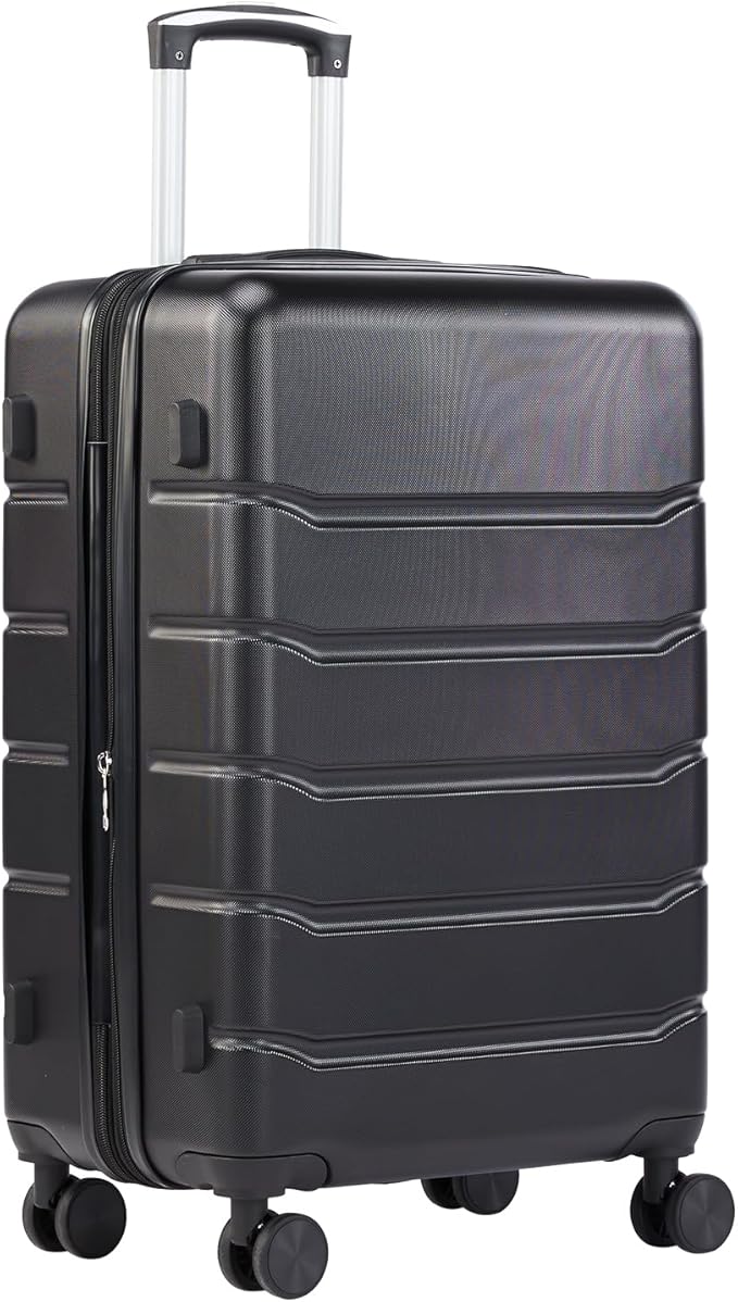 Sweetcrispy 25IN Carry on Luggage, Expandable Hard Shell ABS Suitcase with 360° Swivel Wheels, TSA Lock, Lightweight, Bronze Black