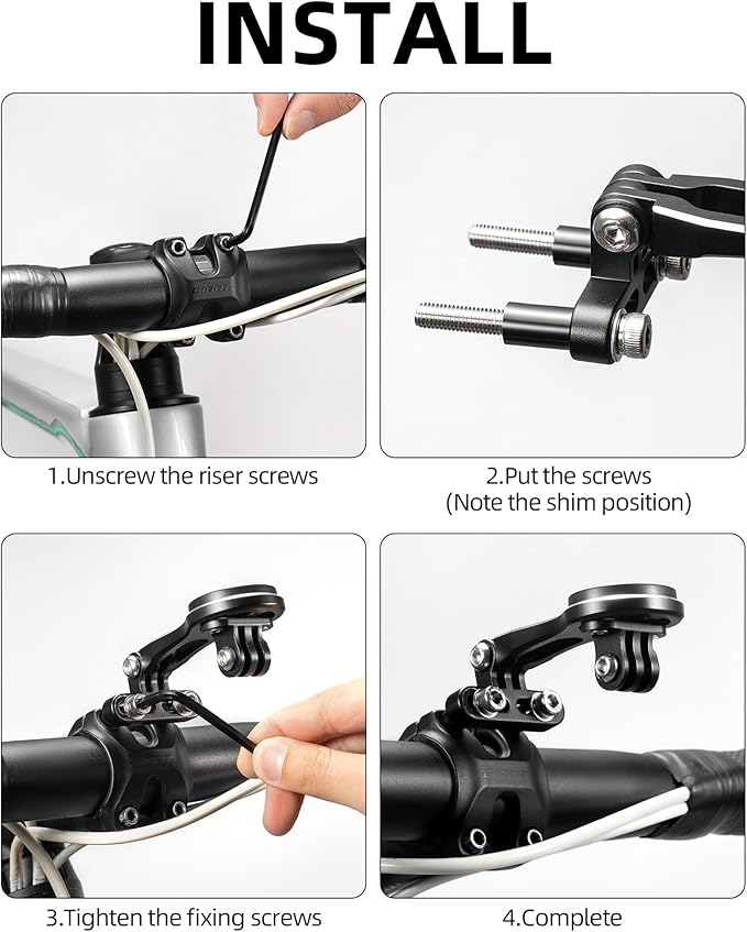 ROCKBROS Bike Computer Mount Out-Front Aluminum Integrated Bicycle Cycling Computer Mount Compatible with Garmin, Bryton, Go Pro