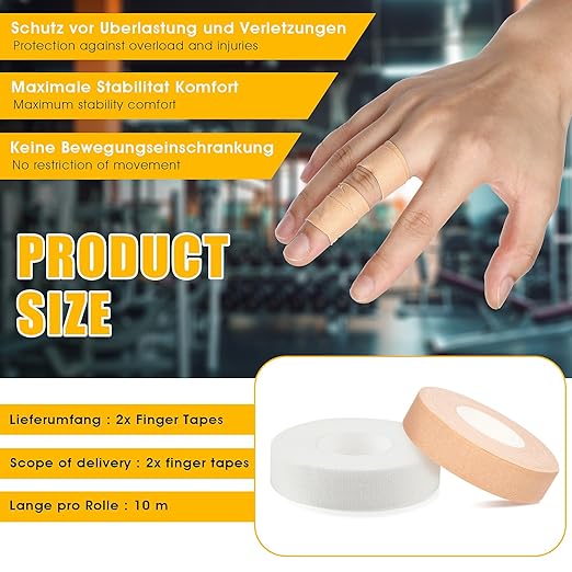 COMNICO Finger Tape, White Extra Strong 0.6-Inch x 32-feet Athletic Tape for Fingers Feet Sweat Volleyball Finger Tape for Outdoor Sports Climbing Football (White Skin Color, 2 Pcs)