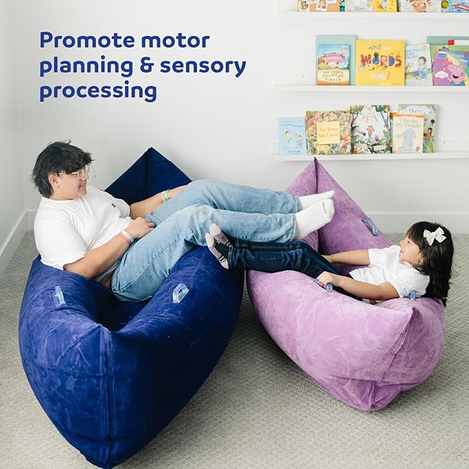 Fun and Function エアライト コージーカヌー - 感覚ニーズ対応のインフレータブル感覚ピースポッド - 3歳以上の子供向け感覚チェア圧縮カヌー - 感覚家具 - パープル - ラージ