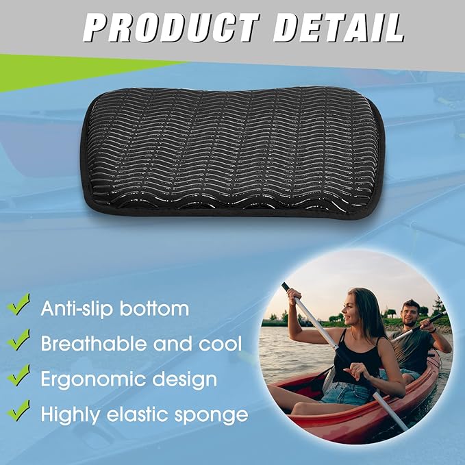 Lewtemi 2 Pcs Kayak Seat Cushion Comfortable Kayak Seat Pad Anti Slip Waterproof Boat Cushion for Inflatable Canoe Boat Kayaking Drifting Rafting Fishing Accessory Water Sports Outdoor, 15 x 12''