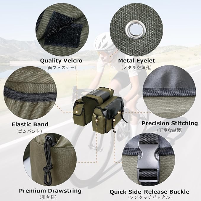 YAPJEB Bike Bags for Bicycle Rear Rack, Black Green Khaki Trunk Pannier Saddle Seat Bag Carrier for Commuter Cycling Travel(Black)