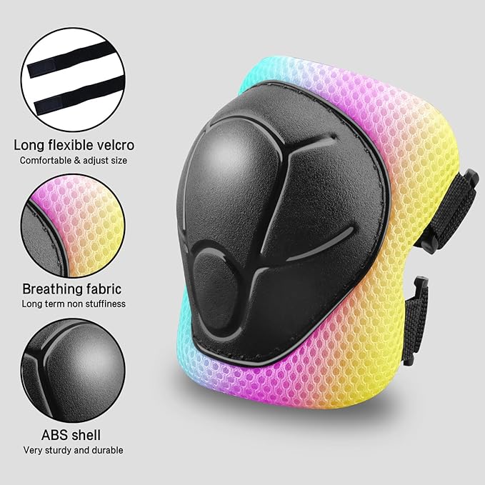 Kids Protective Gear Set Knee Pads for Kids 3-14 Years Toddler Knee and Elbow Pads with Wrist Guards 3 in 1 for Skating Cycling Bike,Biking, Roller Skates, Scooters