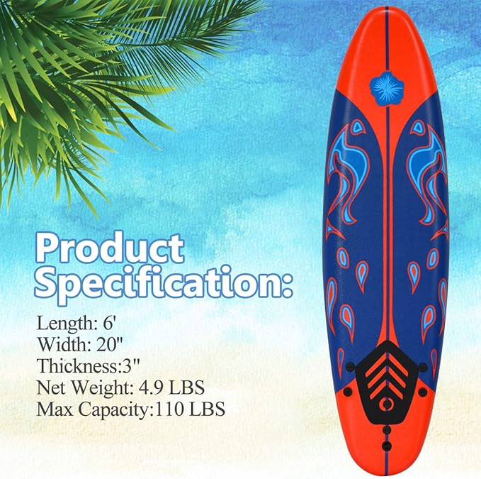 GiantexHawaiiSurfboard-Red