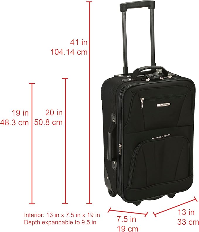 Rockland Fashion ソフトサイド アップライト荷物セット 拡張可能 ブラック 2点セット (14/19)