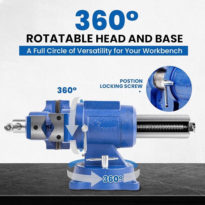 Forward DT150B 6 Inch Heavy Duty Bench Vise with 360° Swivel Base and Head
