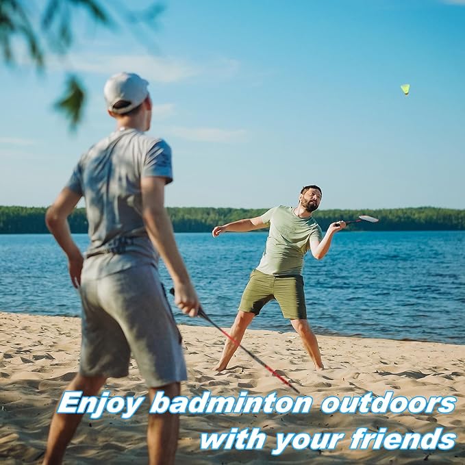 12 Pack Badminton Rackets Set Including Badminton Racquets, Nylon Shuttlecocks and Carry Bag for Outdoor Backyard Games Beginners