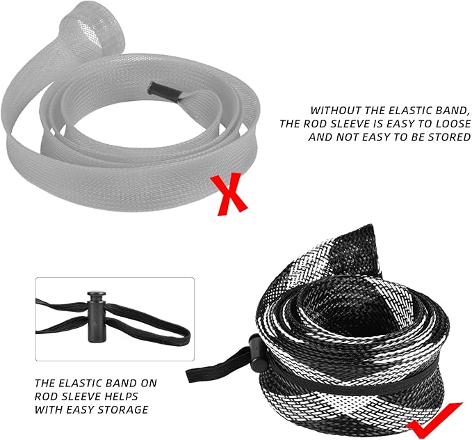 SF Fishing Rod Sock Fishing Rod Sleeve Rod Cover Braided Mesh Rod Protector Pole Gloves Fishing Tools for Spinning Fishing Rod,Casting Rod,Musky Rod, Ice Rod, Fly Rod, Spey Rod