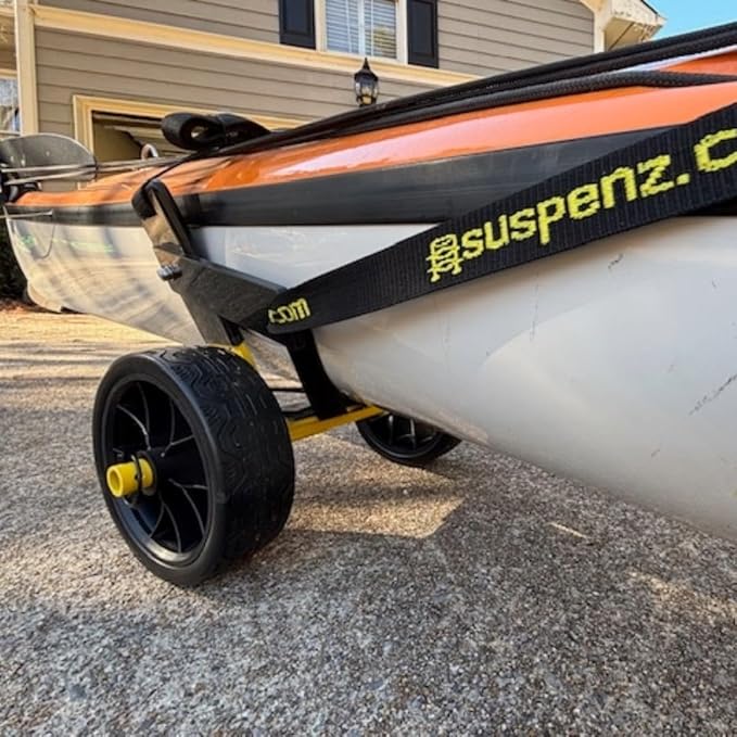 Suspenz Kayak Canoe Stern Cart, EZ-Stow Transport Trolley with Straps, Lightweight, Compact Aluminum Frame, 130 lb Load Capacity (22-1199)