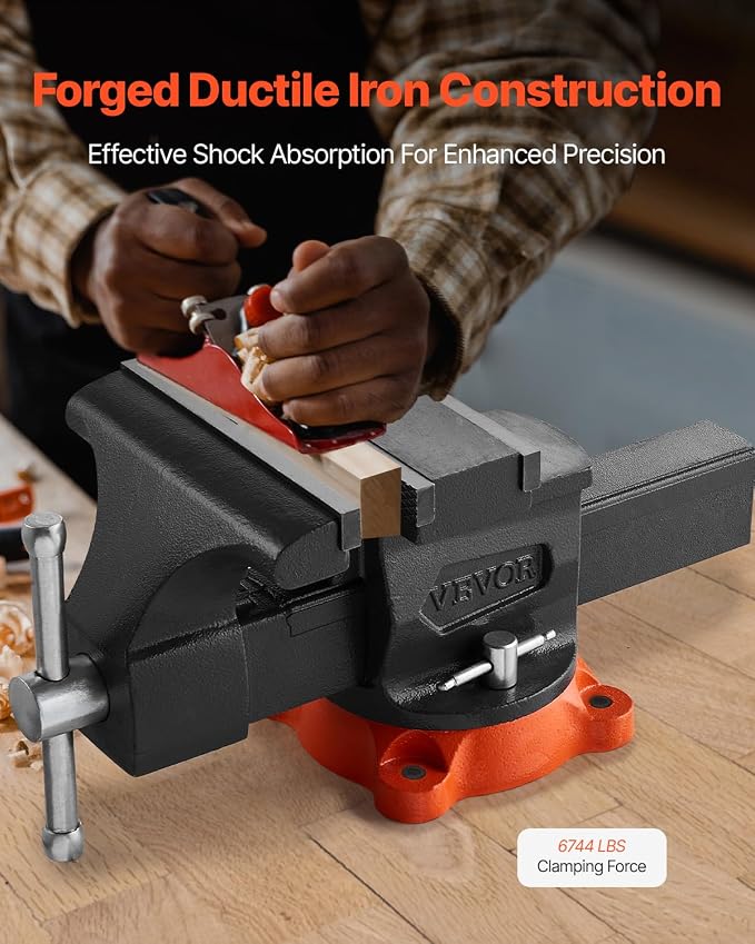 VEVOR Bench Vise 8 Inch Jaw Width Multipurpose with 360-Degree Swivel Base