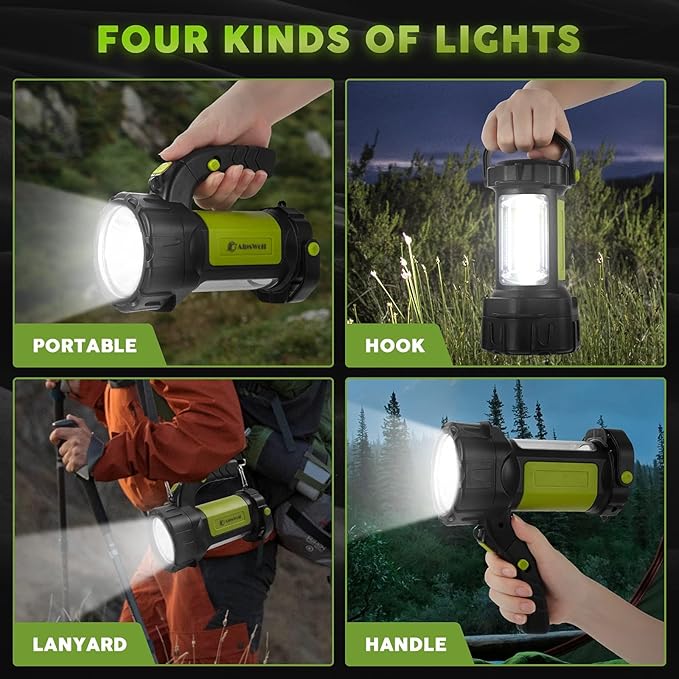 AlpsWolf キャンプランタン 充電式 2個セット LED懐中電灯 スポットライトランタン 800ルーメン 3600mAh ポータブル 高輝度 キャンプライト 緊急時 停電時 アウトドア ハイキング 防災用