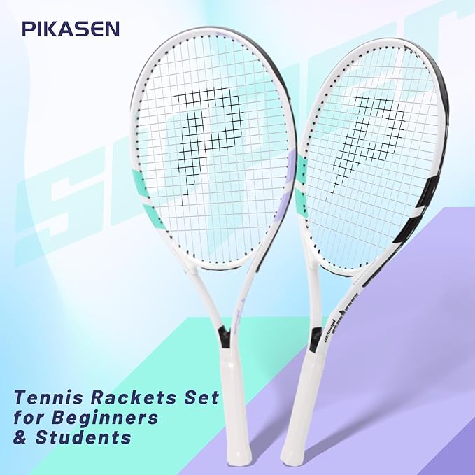 27 Inch Tennis Rackets for Adult Recreational 2 Players Tennis Rackets Set with 2 Overgrips and 1 Tennis Bag. Perfect for Beginners and Students Training