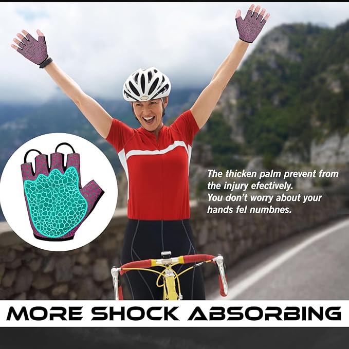WESTWOOD FOX Cycling Gloves Half Finger Unisex Padded Grips Palm Bicycle Summer MTB Bike Gloves for Men Women Non-Slip Fingerless Short Mountain Bike Sports Hiking Climbing Gym