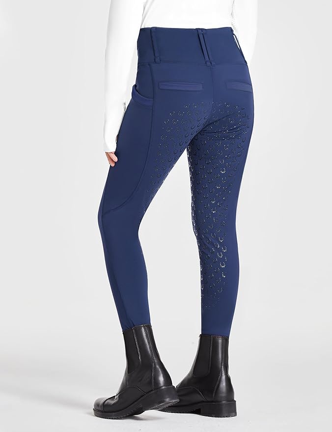 FitsT4 Sports Girls Riding Pants Full Seat High Waist Kids Equestrian Breeches Horse Schooling Tights Zipper Pockets