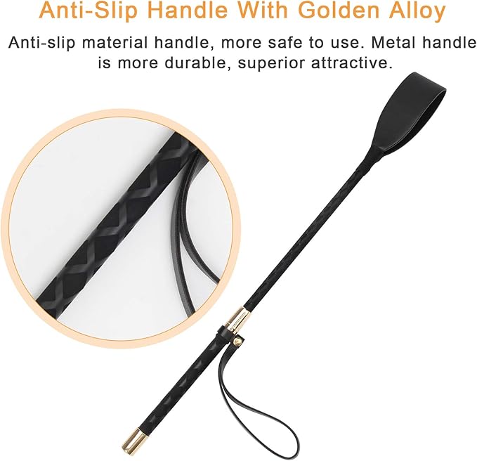 Coolrunner Riding Crop for Horse, 18 Inch Horse Whip with PU Leather Equestrianism Horse Crop Double Slapper Horse Whip Black Crops for Horses