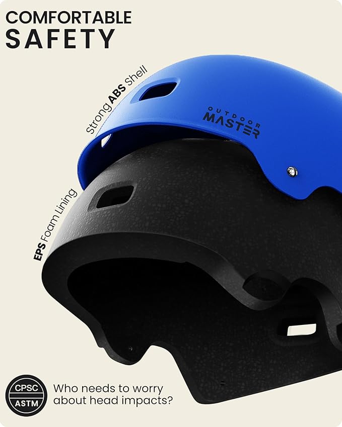 OutdoorMaster スケートボード サイクリング ヘルメット - 取り外し可能なライナー2枚付き 通気性 多用途 スポーツ スクーター ローラースケート インラインスケート ローラーブレード 子供 ユース 大人用