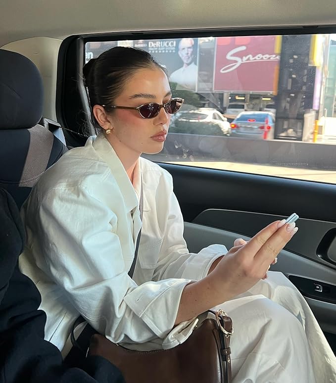 レディースレトロオーバルサングラス シックなキャッツアイ 90年代サニー 軽量ナローシェード トレンディ UVカットサングラス
