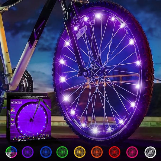 Activ Life LED Bike Wheel Lights with Batteries Included! Get 100% Brighter and Visible from All Angles for Ultimate Safety & Style (1 Tire Pack)
