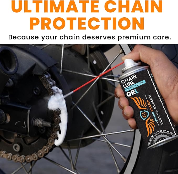 GRAND PITSTOP All-Weather Motorcycle Chain Lube - Premium Motorbike Chain Lubricant Spray - Formulated for All Weather Conditions for All Bikes (160 ml)