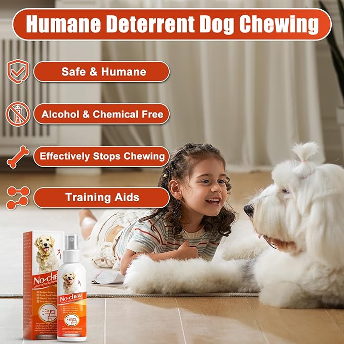No Chew Spray for Dogs, 4.23 Oz Bitter Apple Spray for Dogs to Stop Chewing, Pet Deterrent Spray, Dog Anti Chew Spray for Furniture Protect, Prevent Dog Chewing Licking, No Bite & Marking