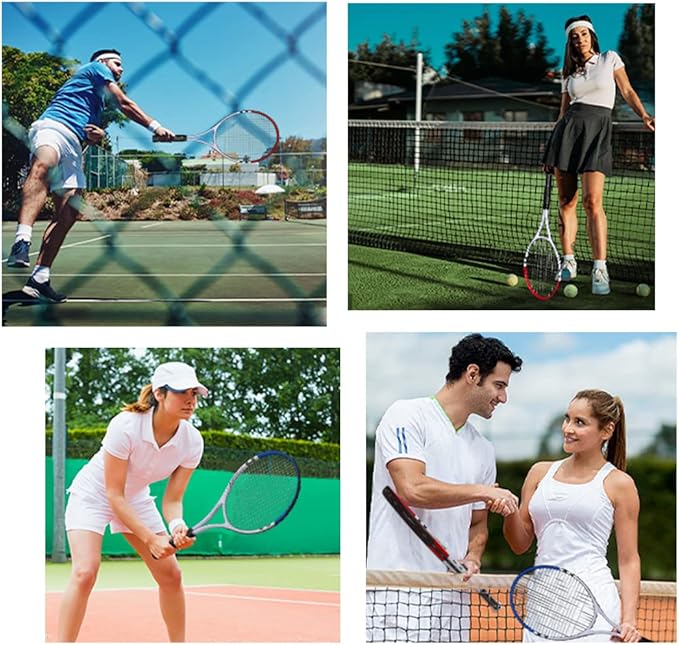 Tennis Racket Pre-Strung Lightweight 27 Inch Racquet Recreational Adult Rackets for Men Women Students Training Tennis Starter Kit with Balls,Carry Bag and Overgrips