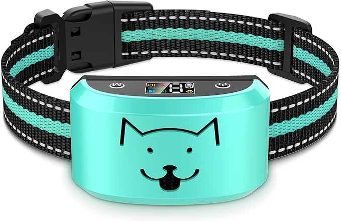 Dog Bark Collar, Automatic Anti Barking Device Collar for Large Medium Small Dogs, Bark Stopper with 8 Sensitivity & 4 Training Mode, Rechargeable No Barking Deterrent for Dogs 15-120lbs, Tiffany