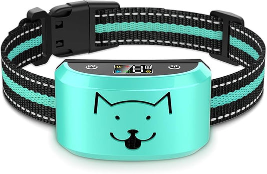 Dog Bark Collar, Automatic Anti Barking Device Collar for Large Medium Small Dogs, Bark Stopper with 8 Sensitivity & 4 Training Mode, Rechargeable No Barking Deterrent for Dogs 15-120lbs, Tiffany