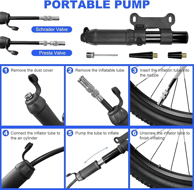 Bicycle Seat Bag Water Proof with Bike Tool Kit, Bike Repair Kit with Bike Tire Pump Blue Bicycle Repair Bag Portable Wrenches Glueless Tire Patchs 15 in 1