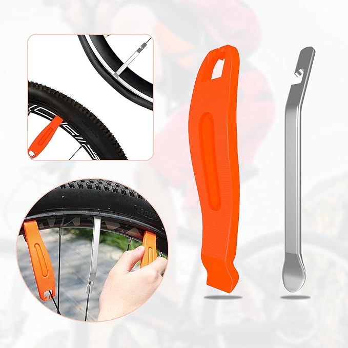 6Pcs Bike Tire Levers, Tire Removal Tool for Road or Mountain Bike Tires, Stainless Steel Levers to Repair Bike Tube