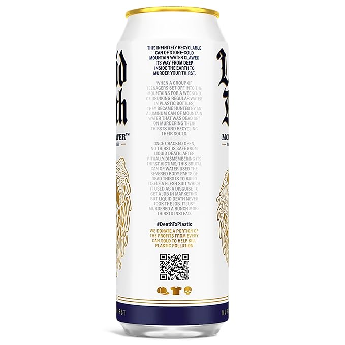 Liquid Death、スティルマウンテンウォーター、8缶パック（19.2液量オンス缶）、天然山の源水、無限にリサイクル可能な冷たい缶、アメリカ製
