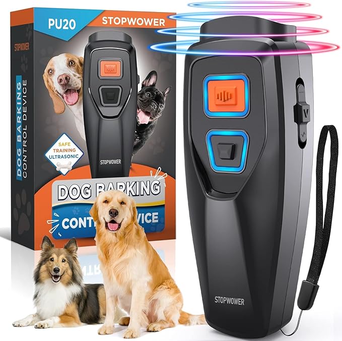 Dog Bark Deterrent Device, Ultrasonic Dog Trainer with 3 Modes, 50ft Range Anti Barking Device, Stops Unwanted Barking & Improves Dog Behavior, Dog WhistleSafe for Indoor Outdoor Use(Black)