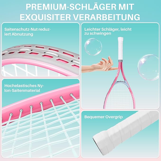 HIRALIY テニスラケット 大人初心者用2本セット - 27インチ 軽量アルミテニスラケットセット ボール3個＆キャリーバッグ付き - 振動吸収性＆ワイドスイートスポット 男女兼用 カップル向け