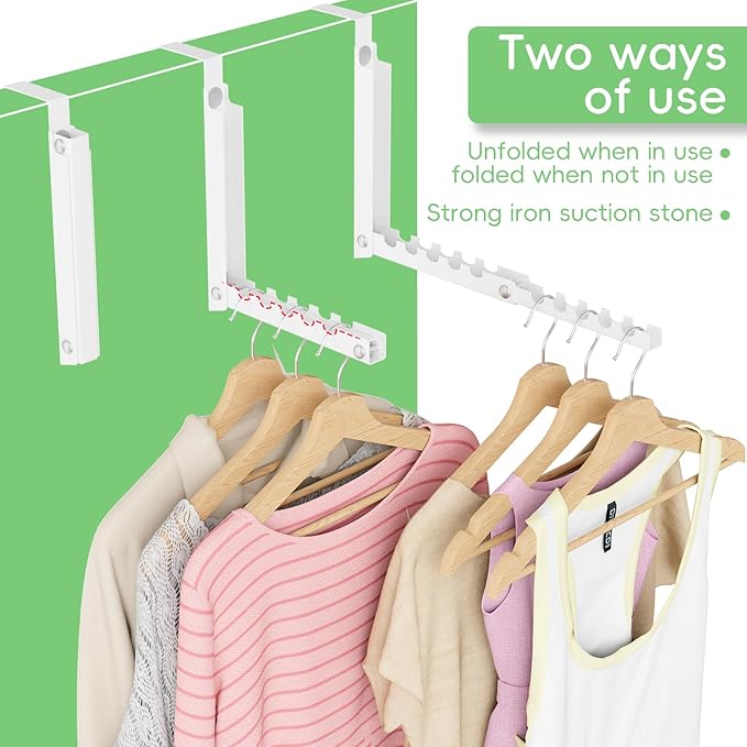 Over The Door Hooks,Over The Door Clothes Hanger with 10 Ridges,Space-Saving Over The Door Drying Rack,Door Hooks for Hanging Clothes,Larger Capacity Over The Door Hanger (1, White)
