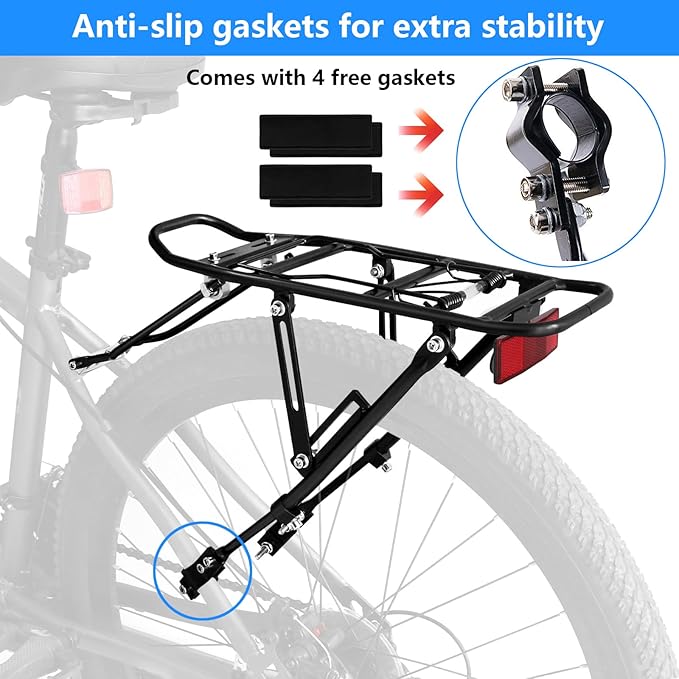 Generies Biking Universal Adjustable Bike High Capacity Cargo Rack Cycling Equipment Stand Footstock Bicycle Luggage Carrier Racks