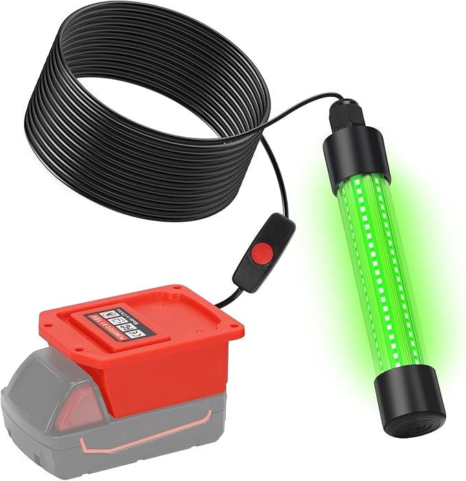 OLIBUY LED Underwater Green Fishing Light, 13W 1300 Lumens IP68 Rated Submersible Fishing Light Attractants for Night Fishing, Docks, Boats, Kayaks(No Battery)