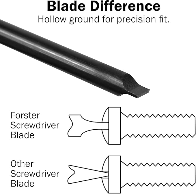 Forster Products 8-Piece Gunsmith Screwdriver Set, Hollow Ground Tips with Square Faces, Single Piece Construction, with a Durable Storage Pouch