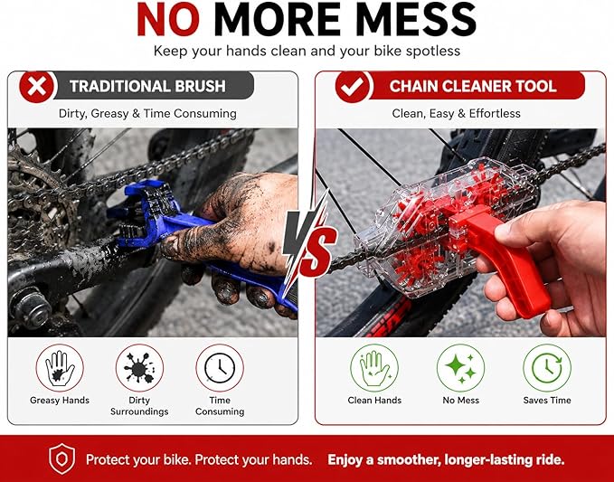 Bike Chain Cleaner Tool – Easy-to-Use Bicycle Chain Cleaning Device, Transparent Design, Deep Cleaning for Road & MTB Bikes