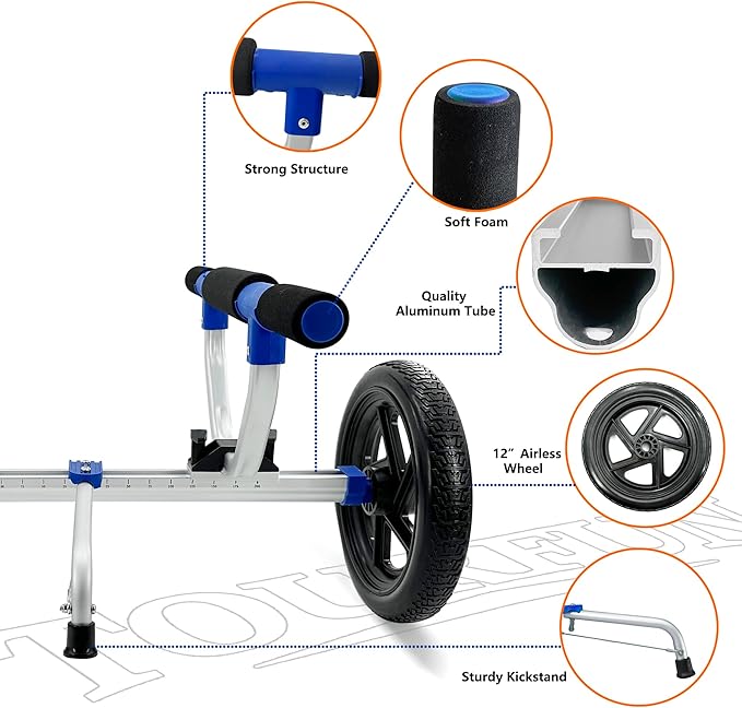 Kayak Cart, Paddle Board Cart Kayak Trolley Canoe Dolly SUP Carrier with Airless Tires