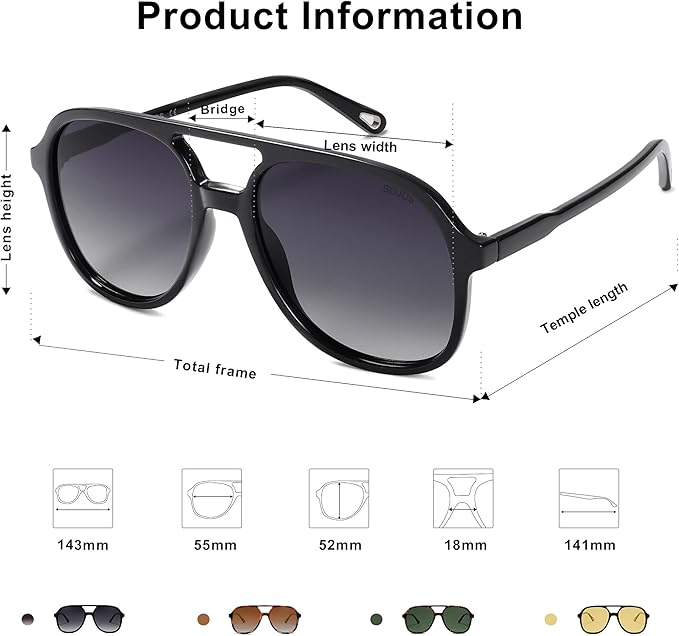 SOJOS Retro Polarized Aviator Sunglasses Womens Mens Classic 70s 80s Vintage Trendy Square Aviators SJ2174