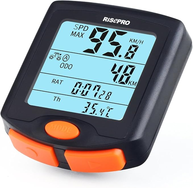 Bike Computer, RISEPRO® Wireless Bicycle Speedometer Bike Odometer Cycling Multi Function Waterproof 4 Line Display with Backlight YT-813