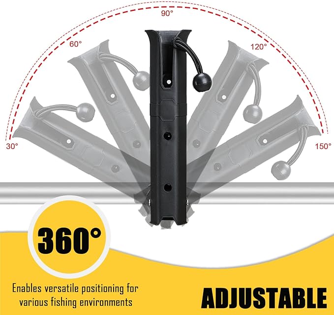 Adjustable Pole Mount Bike Fishing Rod Holder for Bicycle, Boat, Chairs, Cart, Scooter, Motorcycle, ATV & Beach Car, Fishing Pole Holder for Bike Rack with Mount Clamp (1.6" Inner Diameter)