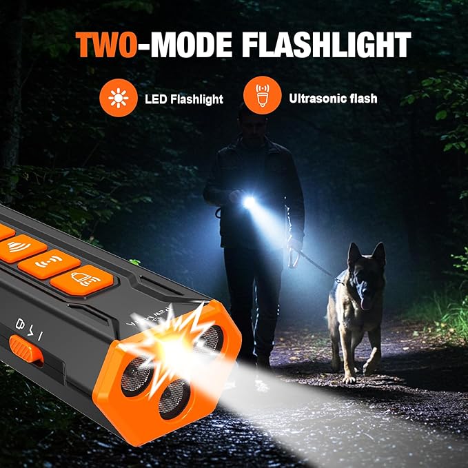 2025 Dog Bark Deterrent Device Rechargeable Ultrasonic Anti-Barking Trainer | 23FT Long-Range No Shock Humane Dog Training Tool, Press Button Instant Control for Indoor & Outdoor Use