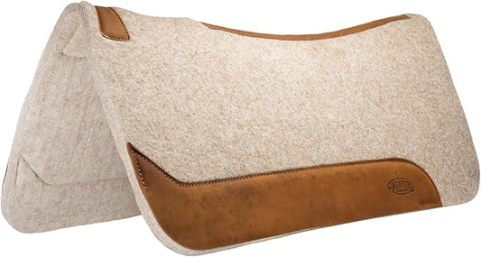 Weaver Equine 33" x 32" Contoured Wool Blend Felt Horse Saddle Pad, Shock Absorbing Western Saddle Pad for Protection, Durable Equine Supplies, ‎Tan