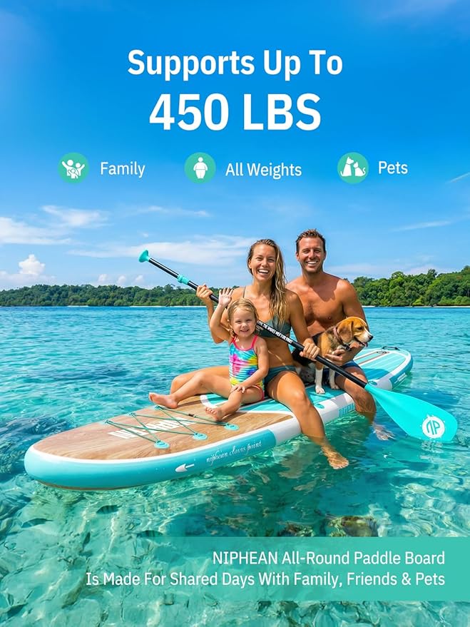 Niphean Inflatable Stand Up Paddle Board with SUP Accessories, Anti-Slip EVA Deck, 10’6’’ Inflatable Paddle Boards for Adults & Youth of All Skill Levels