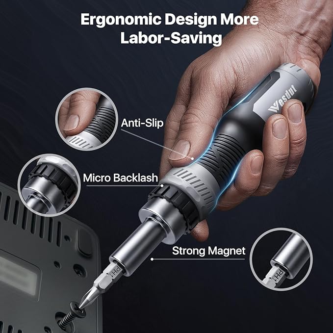 13-in-1 Ratchet Screwdriver Set Tool All in One, [Built to Last] Multi Screw Driver Set Kit, Flat Head, Philips, Torx, Hex, Square, Repair Kit, Man Gift Nut Driver