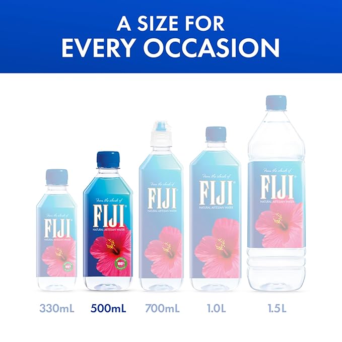 FIJI Water, 500 mL | Natural Artesian | Pack of 12 | Recycled Plastic