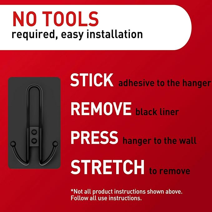 Command X-Large Matte Black Triple Hook, 2 Hooks, 6 Strips, Damage-Free Hanging with Adhesive Strips, No Tools Wall Hook for Hanging Decorations in Living Spaces