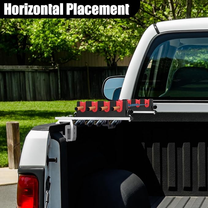 2 Pcs Fishing Rod Holders for Truck Bed 4-Rod Capacity Secure Clamp-on Design Fishing Pole Rack for Car Truck Bed