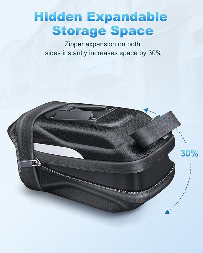 Bike Seat Bag, Expandable Bicycle Bag Under Seat, 3D Hard Shell Waterproof Bike Saddle Bag with Reflective Material, Self-Locking Zipper, Internal Pocket, 1.6-2L