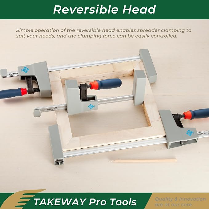 Pro Tools PJP60-8 Light-Duty Parallel Jaw Clamp – Woodworking F-Clamp with ANS Anti-Slip System, Ergonomic Grip, and Non-Marring Jaws for Cabinetry, Joinery, and DIY Projects - 2-Pack